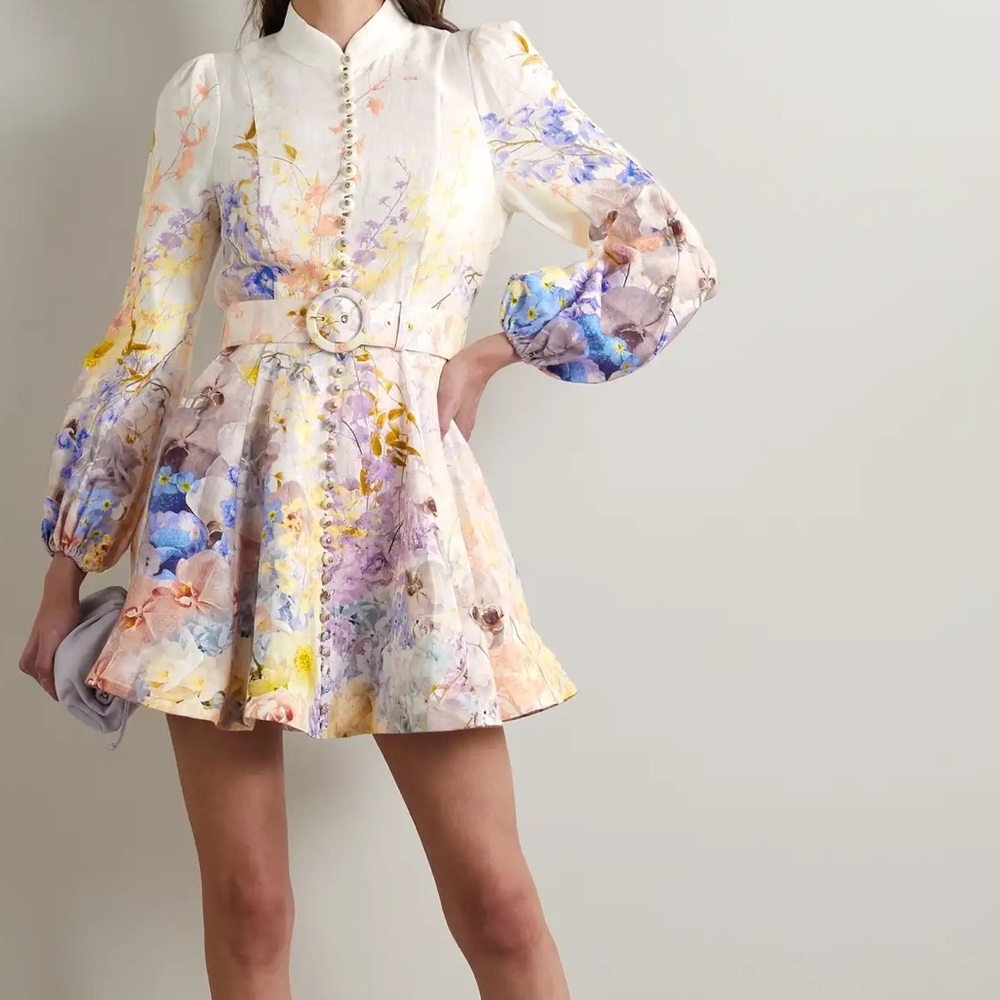 Zimmermann Rhythmic Floral Linen Mini Dress